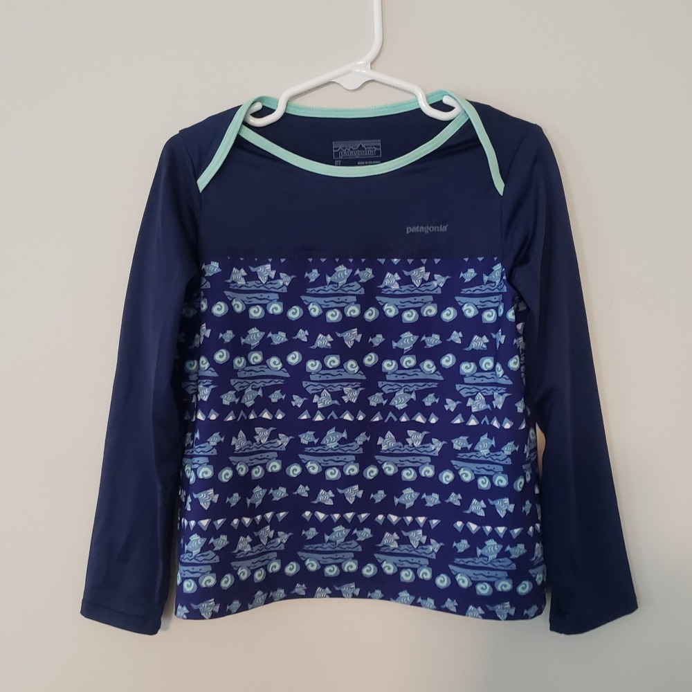 Patagonia Baby Little Sol Rashguard Swim Shirt SIZE 5T UPF‎ 50 Beach Unisex Fish